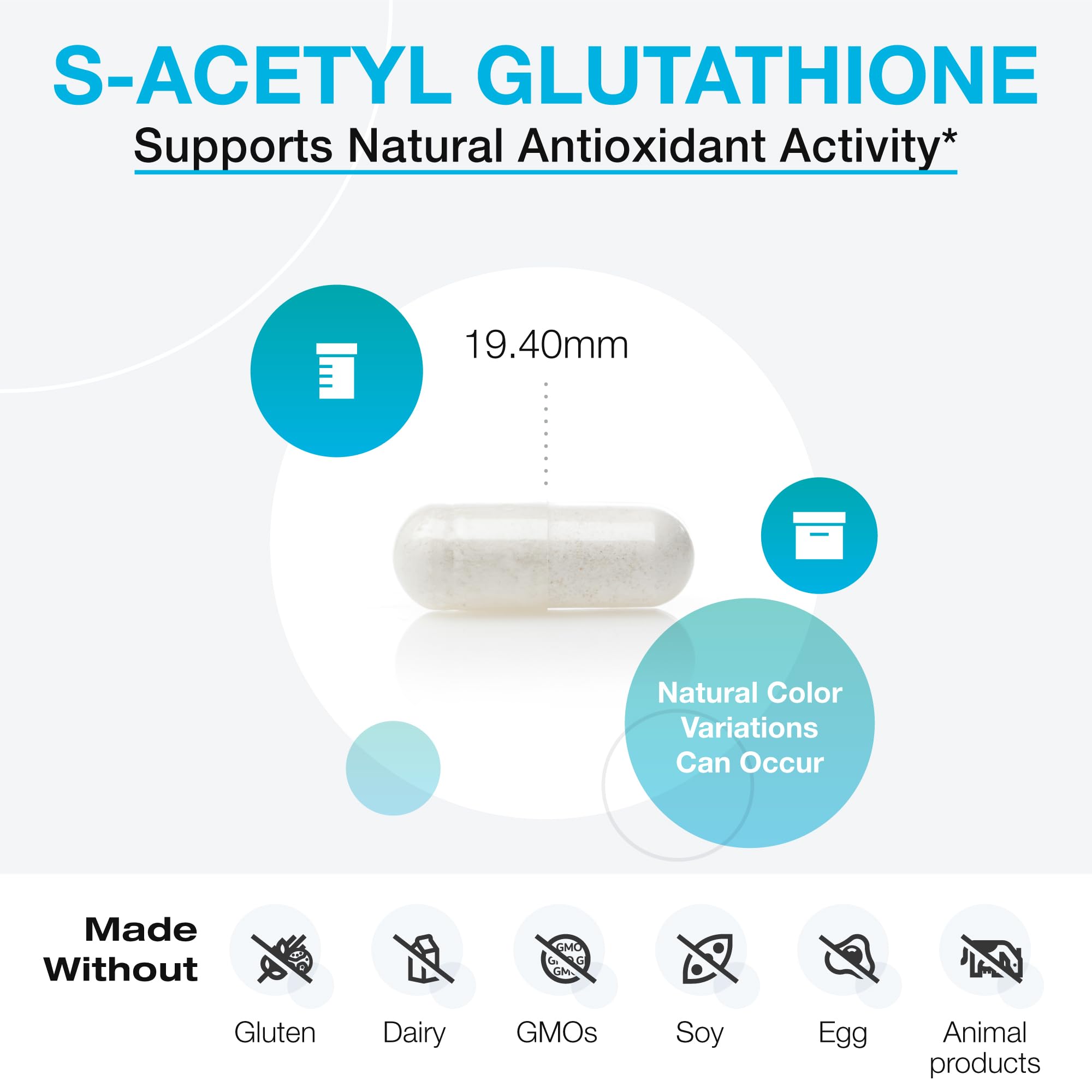 XYMOGEN S Acetyl Glutathione capsules close-up highlighting stability