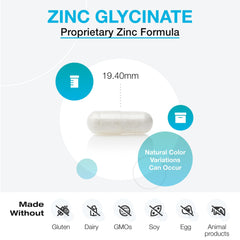 XYMOGEN zinc bisglycinate molecular diagram emphasizes chelated absorption
