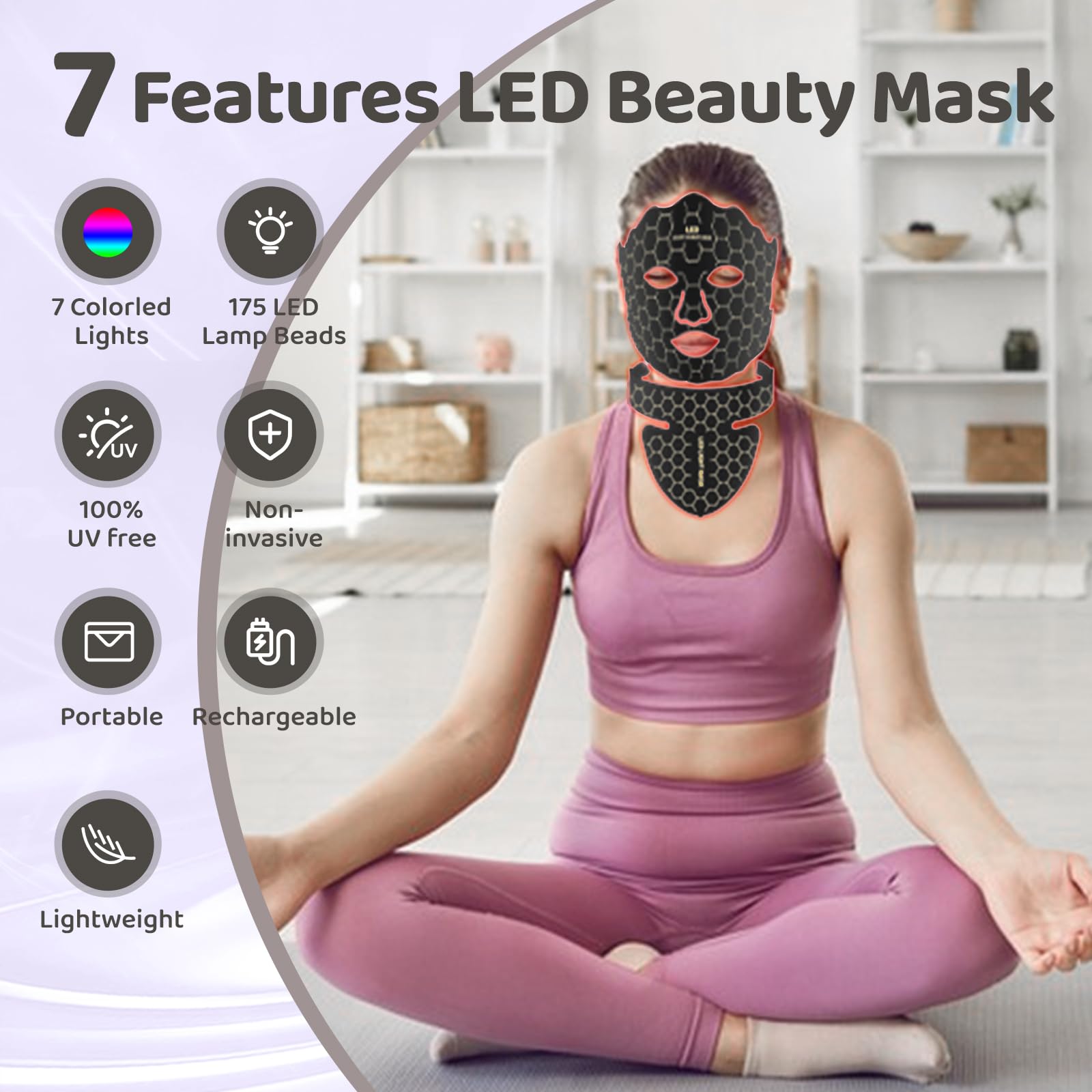 Yahi face and neck photon mask in use during routine skincare.