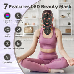 Yahi face and neck photon mask in use during routine skincare.