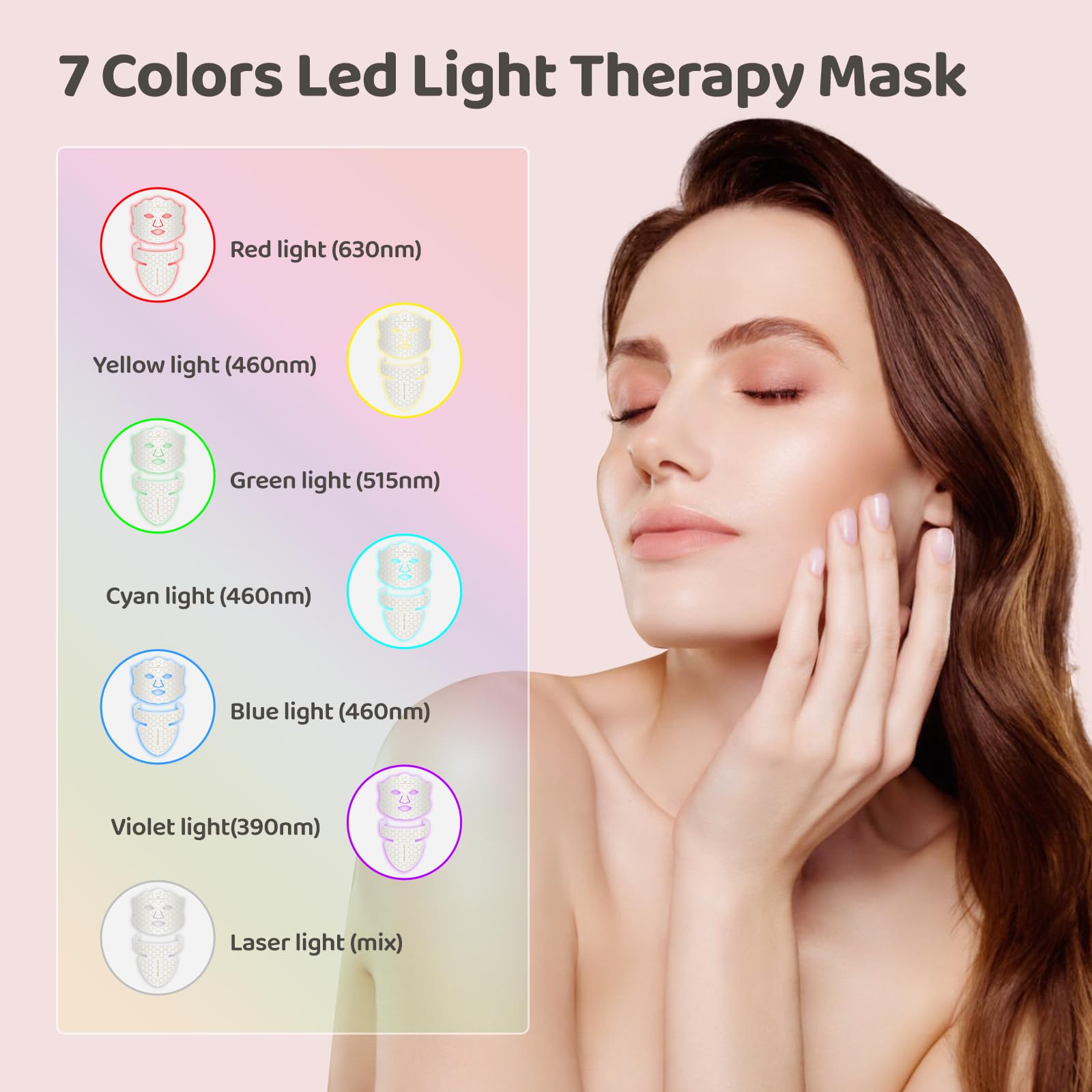 Yahi Red Light Mask color options showcasing seven modes for versatile routines