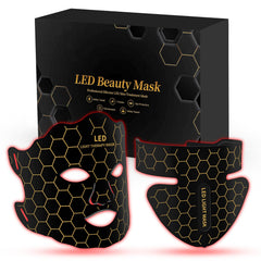 Yahi red light photon facial mask front view with remote for at-home sessions.