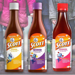 Yahve cherry flavor cod liver oil emulsion ready to mix with meals.