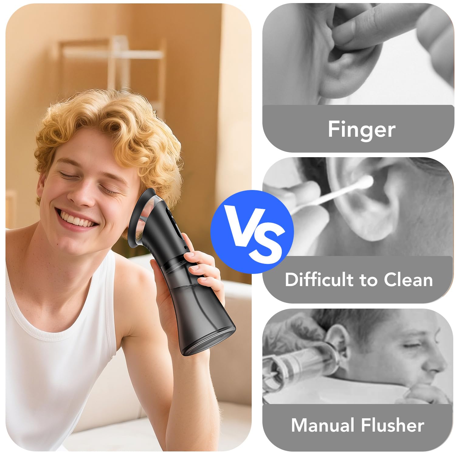 Yakbio IPX7 waterproof ear cleaner safe to use in the shower.