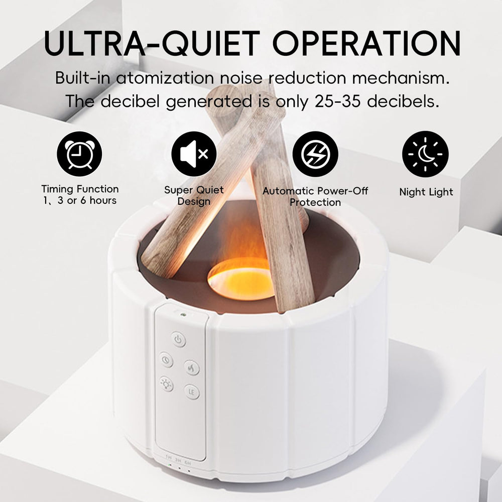 Yaledi Campfire Flame Diffuser remote control shown for easy operation.