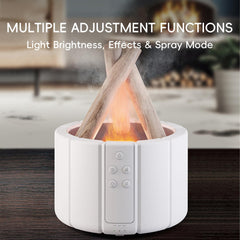 Yaledi Campfire Flame Diffuser 250ml tank close-up highlighting capacity.