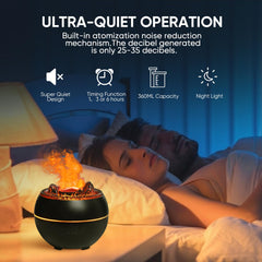 Yaledi Volcano Flame Diffuser 360ml tank for long-lasting mist.