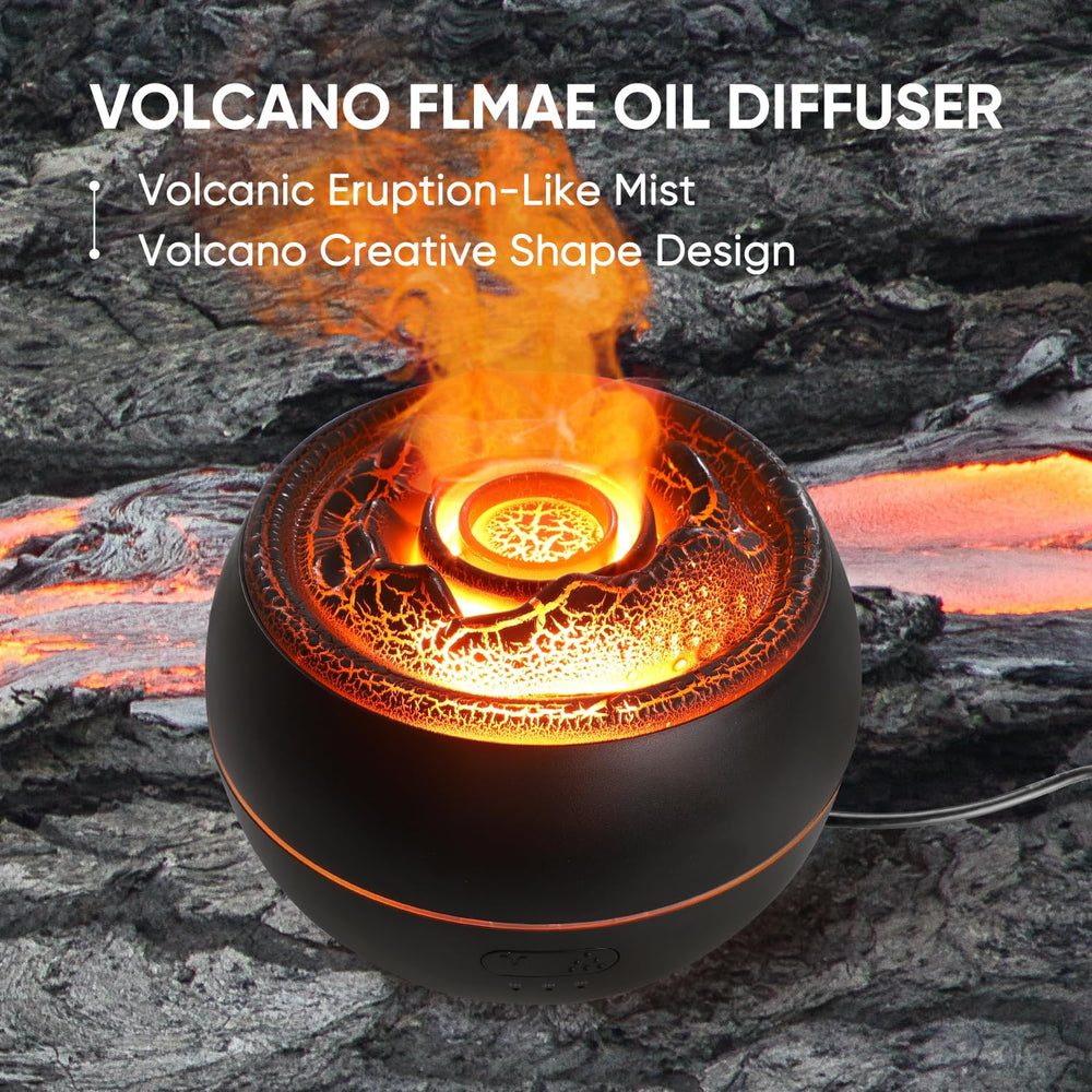 Yaledi Volcano Flame Diffuser glowing ambience for relaxation and mood lighting.