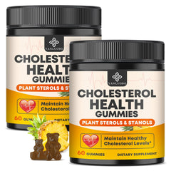 Yanluobo cholesterol gummies bottle front showing 60-count packaging for daily support.