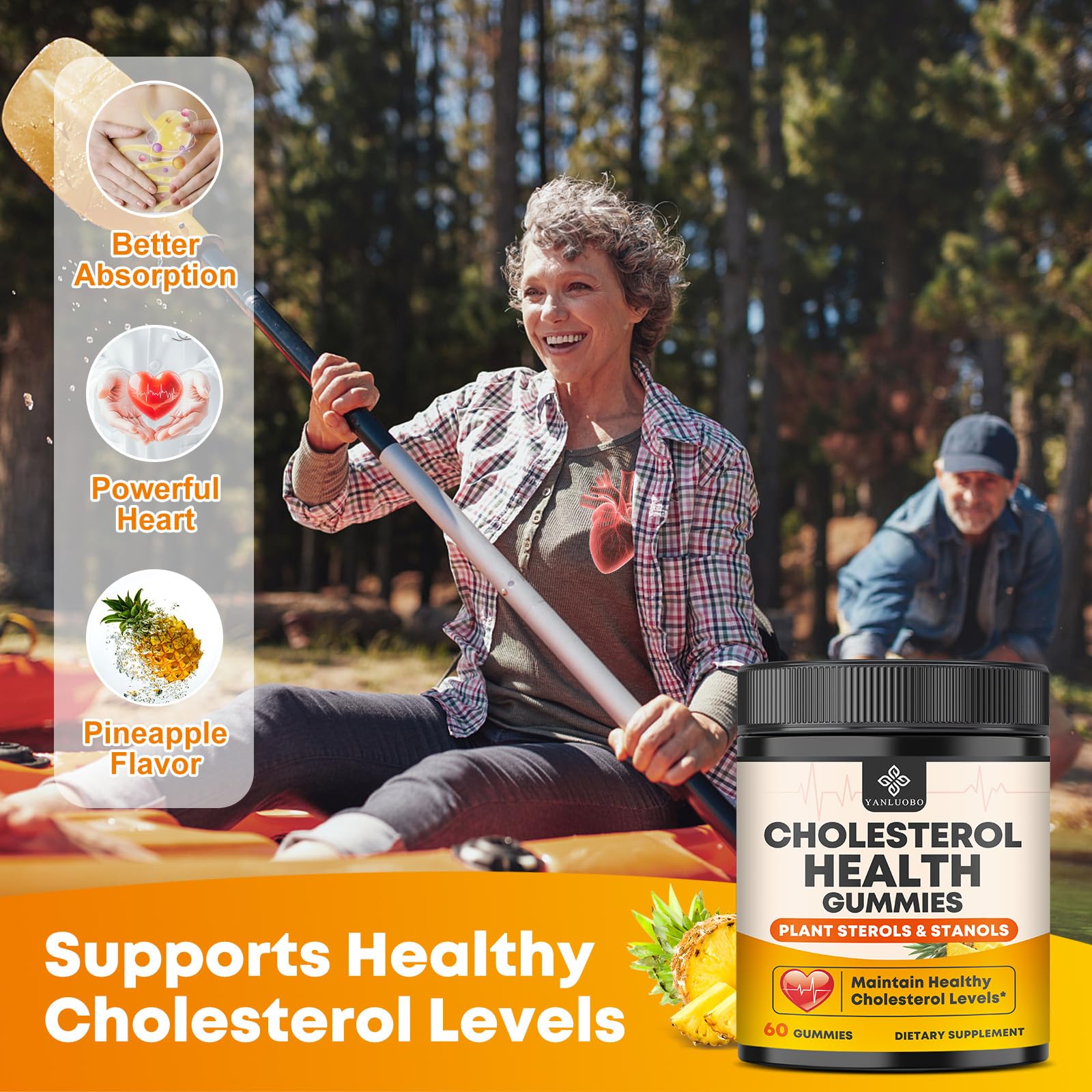 Packaged Yanluobo cholesterol gummies box indicating two-pack value.