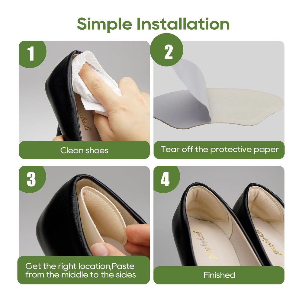 Yaogniy heel pads shown aiding comfort during all-day wear.