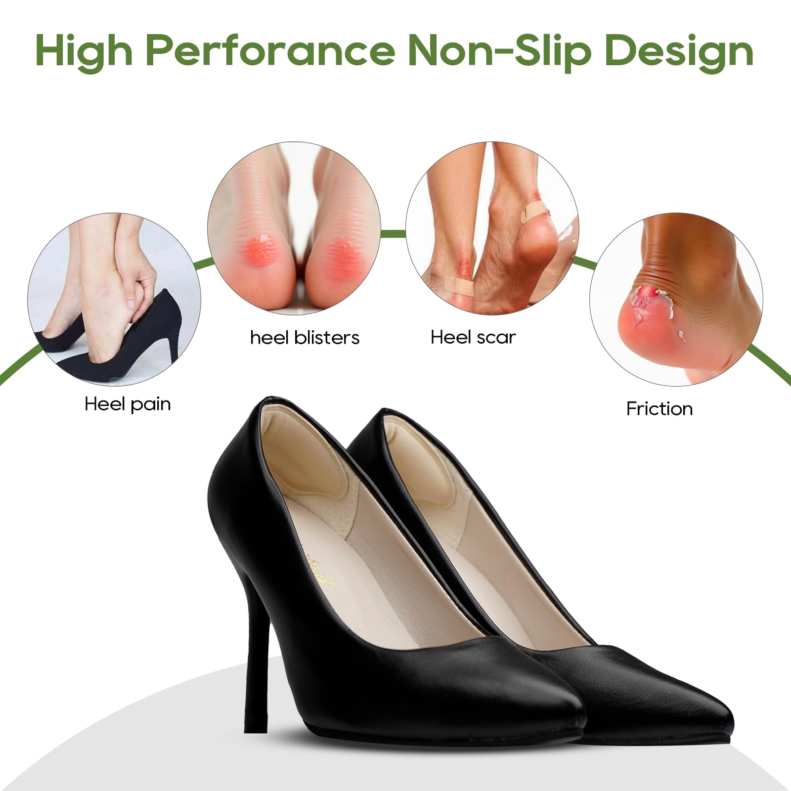 Yaogniy self-adhesive design sticks firmly to the heel area.