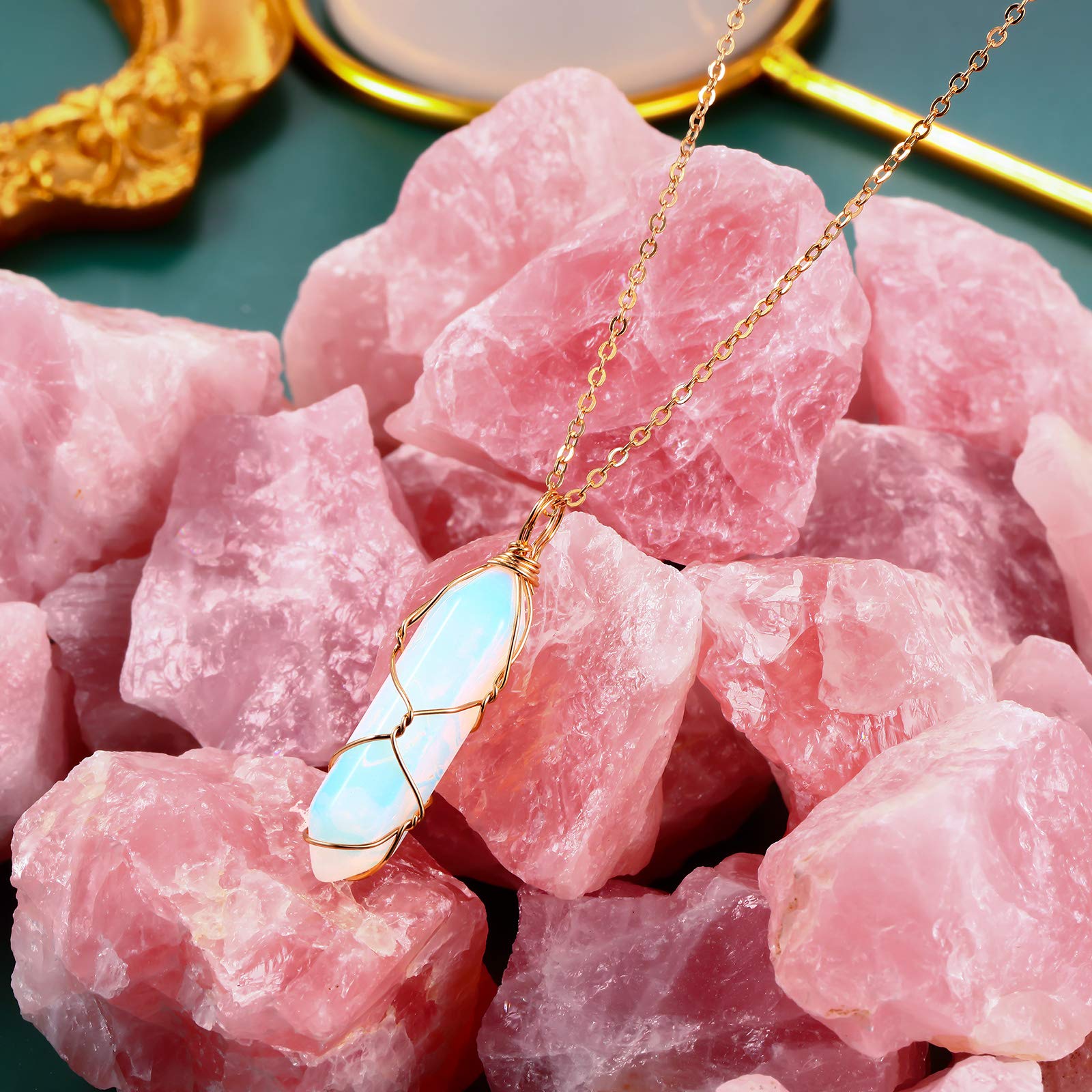Yaomiao collar cuarzo hexagonal marrón, combina con tonos tierra para ocasiones.