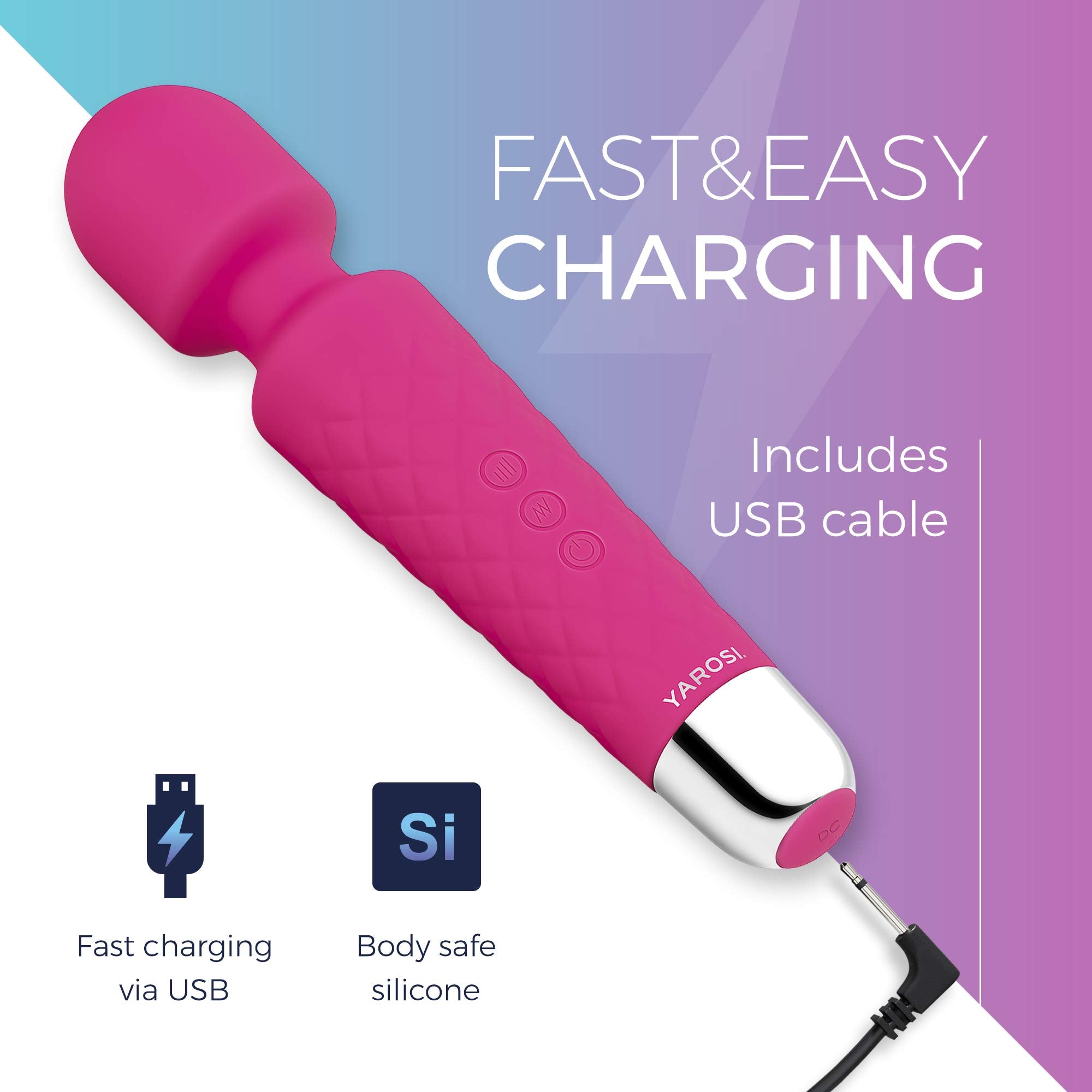 Yarosi Massage USB-rechargeable battery powers long sessions away from home.