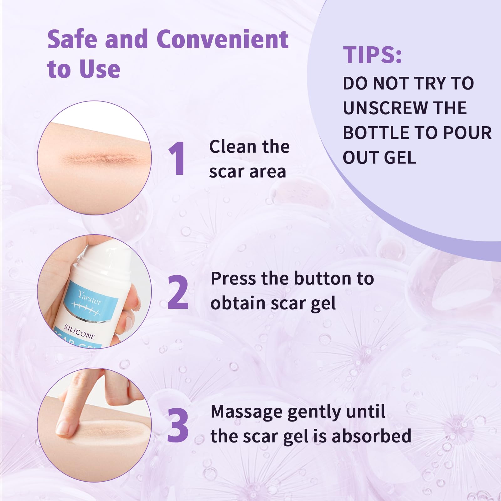 Yarster scar gel on elbow or knee demonstrates flexible wear