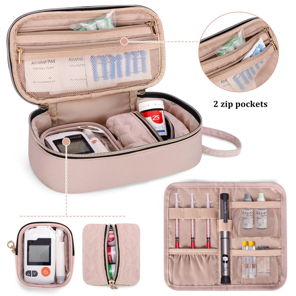 YARWO diabetic bag detachable pockets helping organize supplies on the go