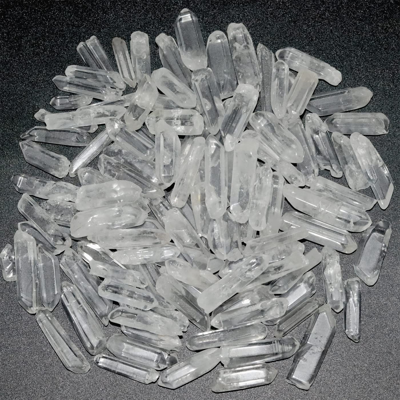 YATOJUZI clear quartz point collection close-up for meditation and focus.