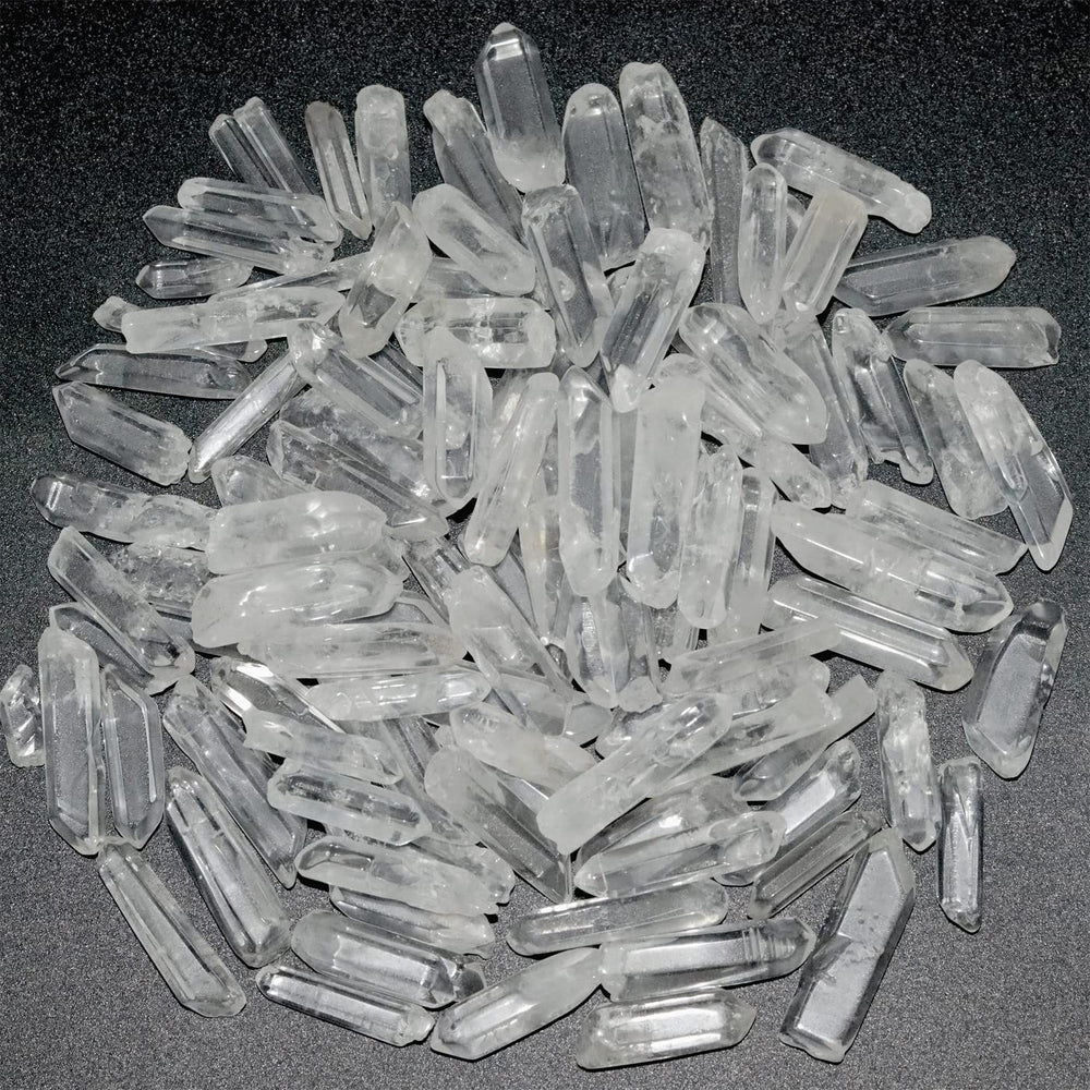 YATOJUZI clear quartz point collection close-up for meditation and focus.