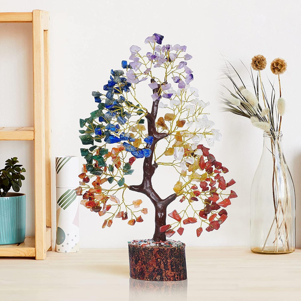 YATSKIA golden trunk chakra tree highlighting shimmering branches for vibrant decor.