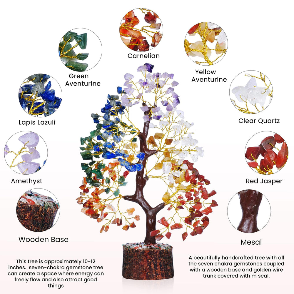 YATSKIA chakra tree branch closeup showing artisan craftsmanship and crystal detail.