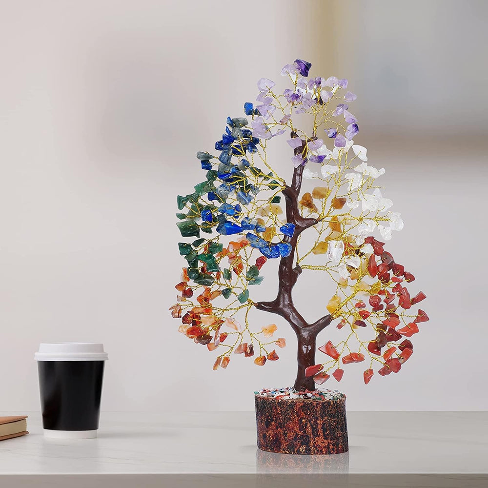 YATSKIA crystal tree home decor setup fits shelf or desk space.