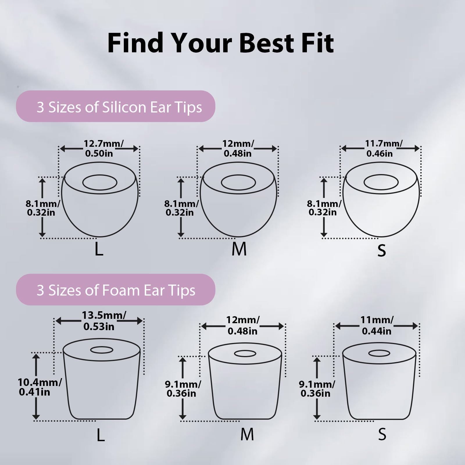 Yawsoy silicone tips size S for comfortable, hygienic fit