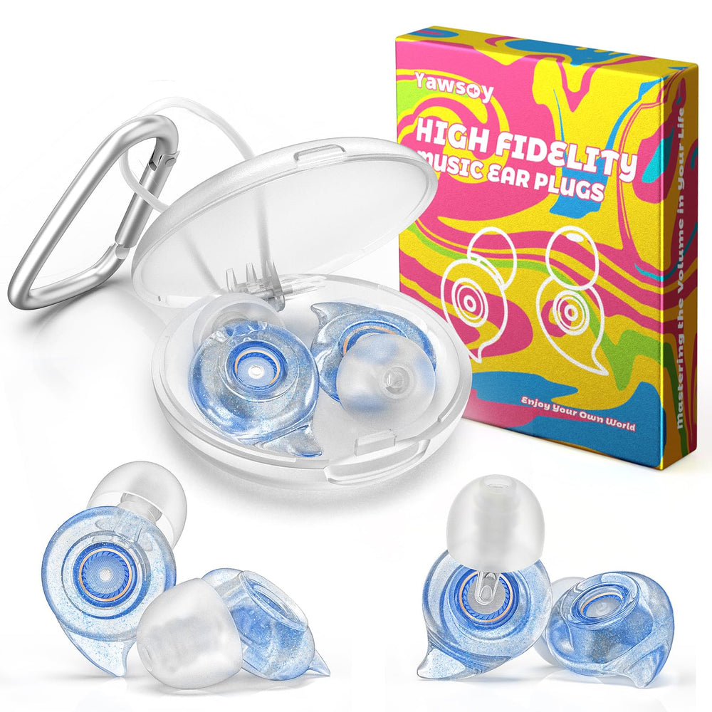 Yawsoy ear plugs with starry design for stylish concert protection.