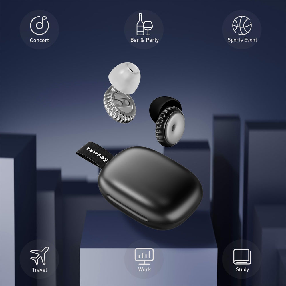 Yawsoy ear plugs in two colors as a stylish protective accessory