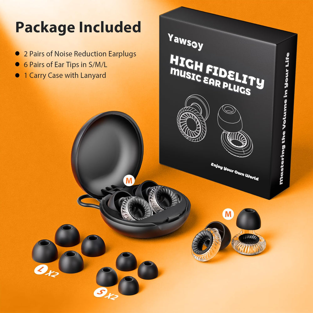 Yawsoy replaceable ear tips in sizes S/M/L for a secure, comfortable fit.