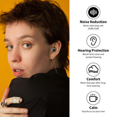 Yawsoy high fidelity ear plugs shown with filters for precise noise control.