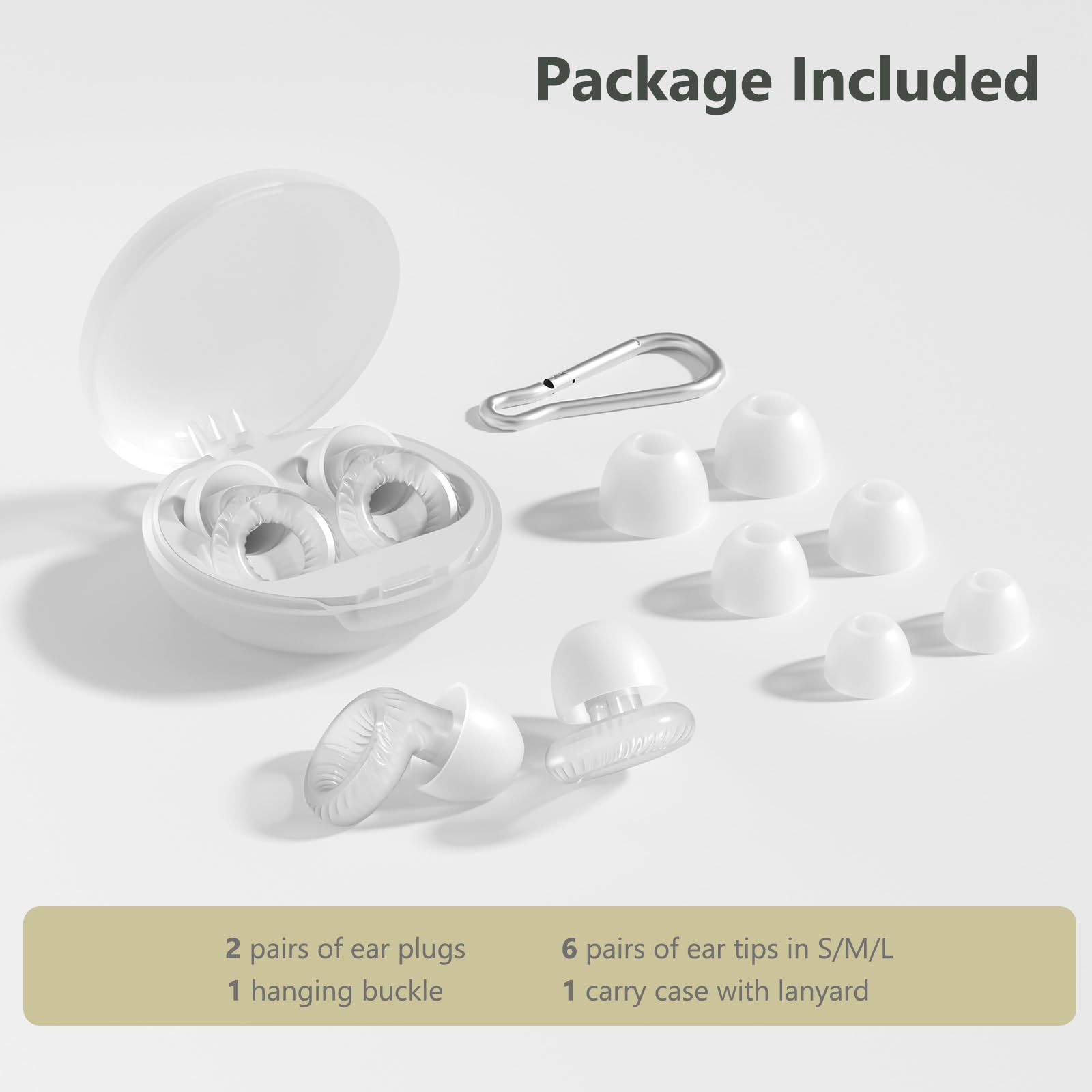 Yawsoy replaceable ear tips in S/M/L for a comfortable fit.
