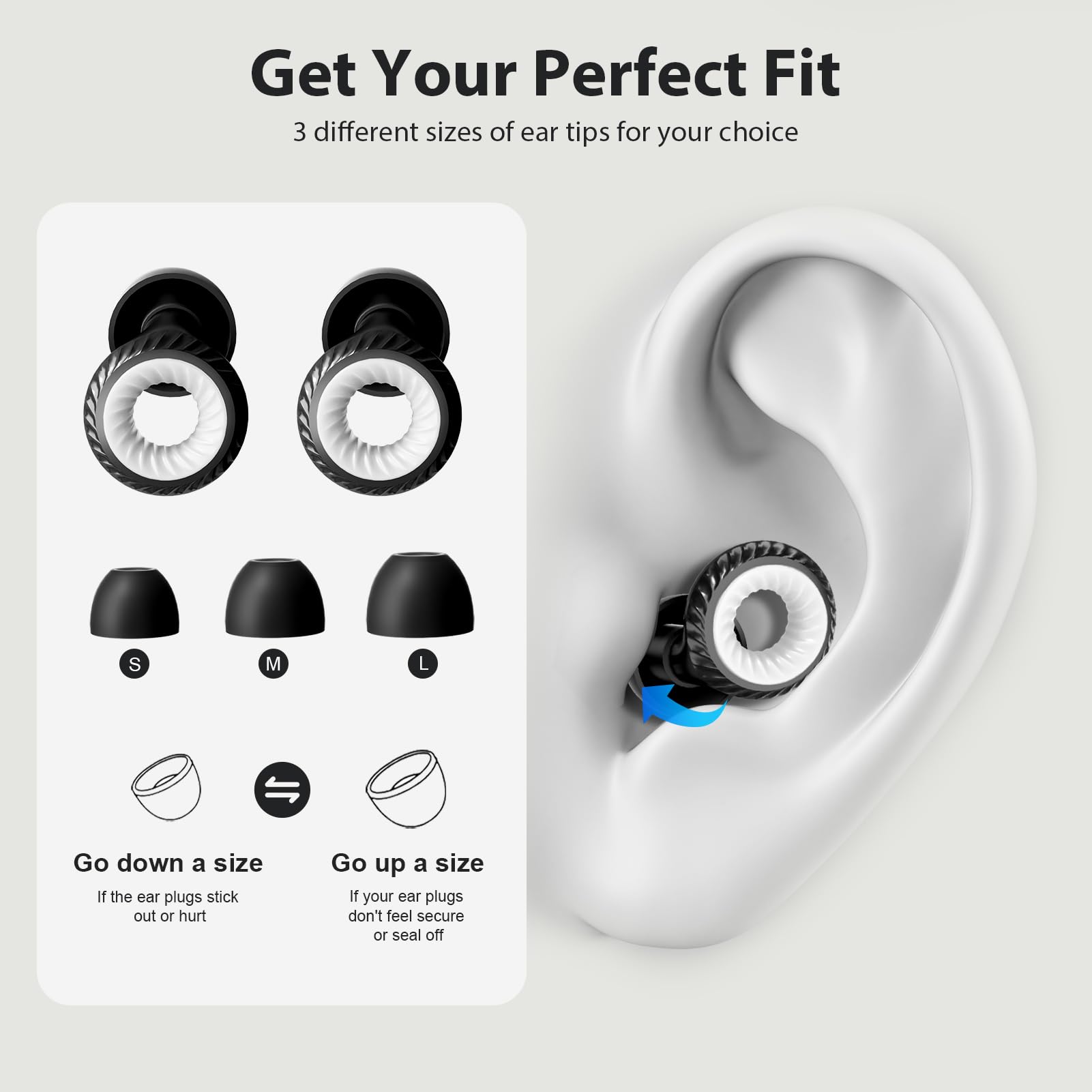 Yawsoy replaceable ear tips come in S/M/L for a perfect fit and all-day wear.