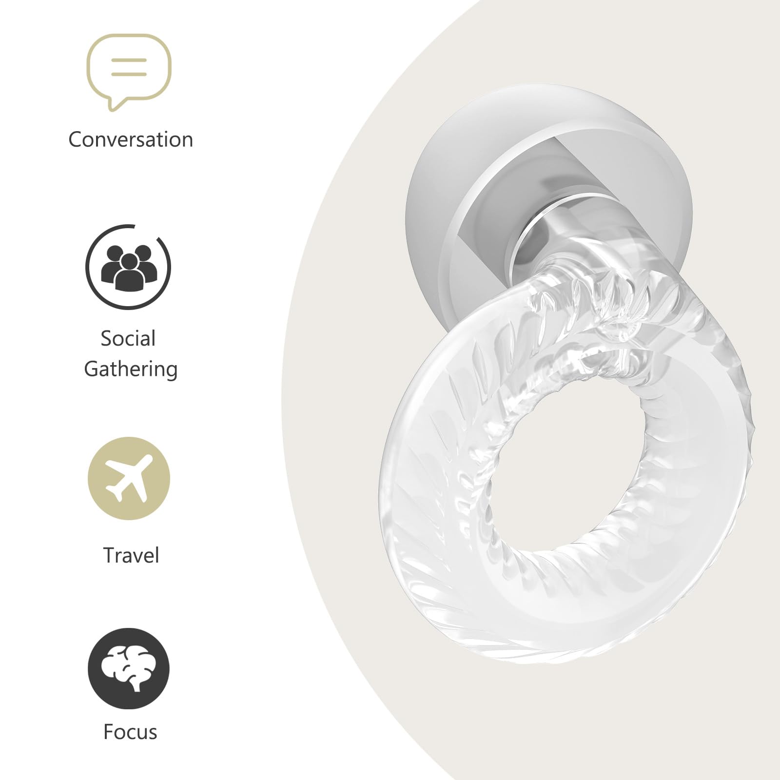 Yawsoy ear plugs enhance social and work conversations with clearer voices.