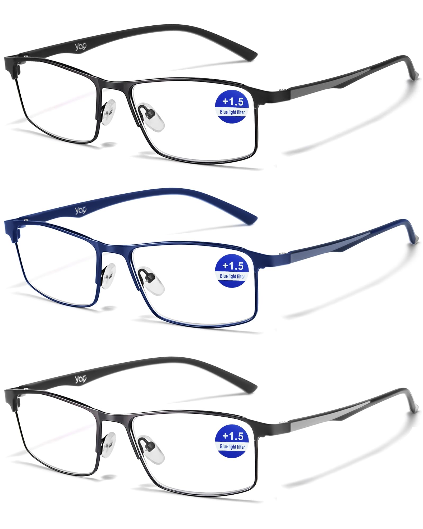 YayGlasz 3-pack reading glasses side view showing slim arms