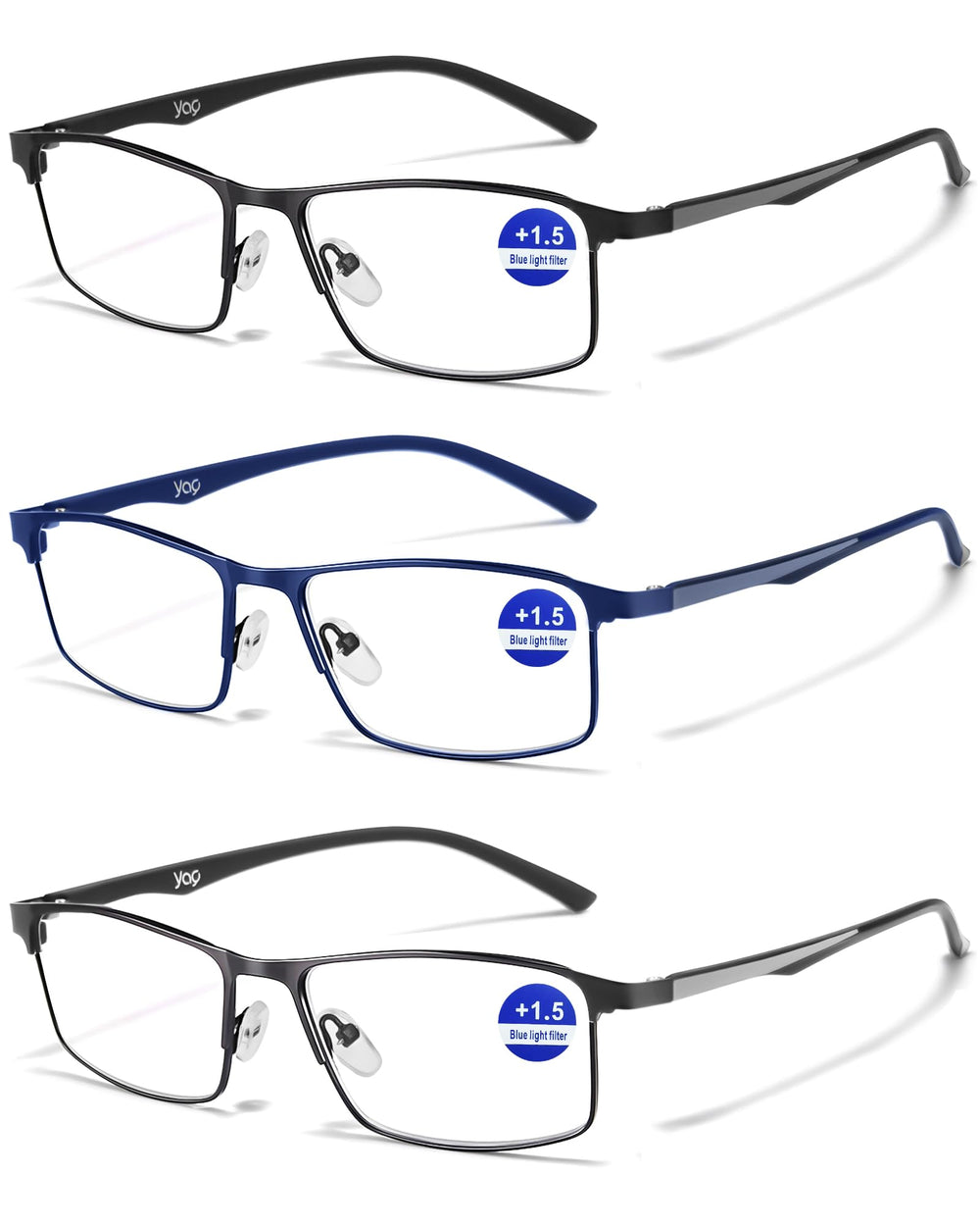 YayGlasz 3-pack reading glasses side view showing slim arms