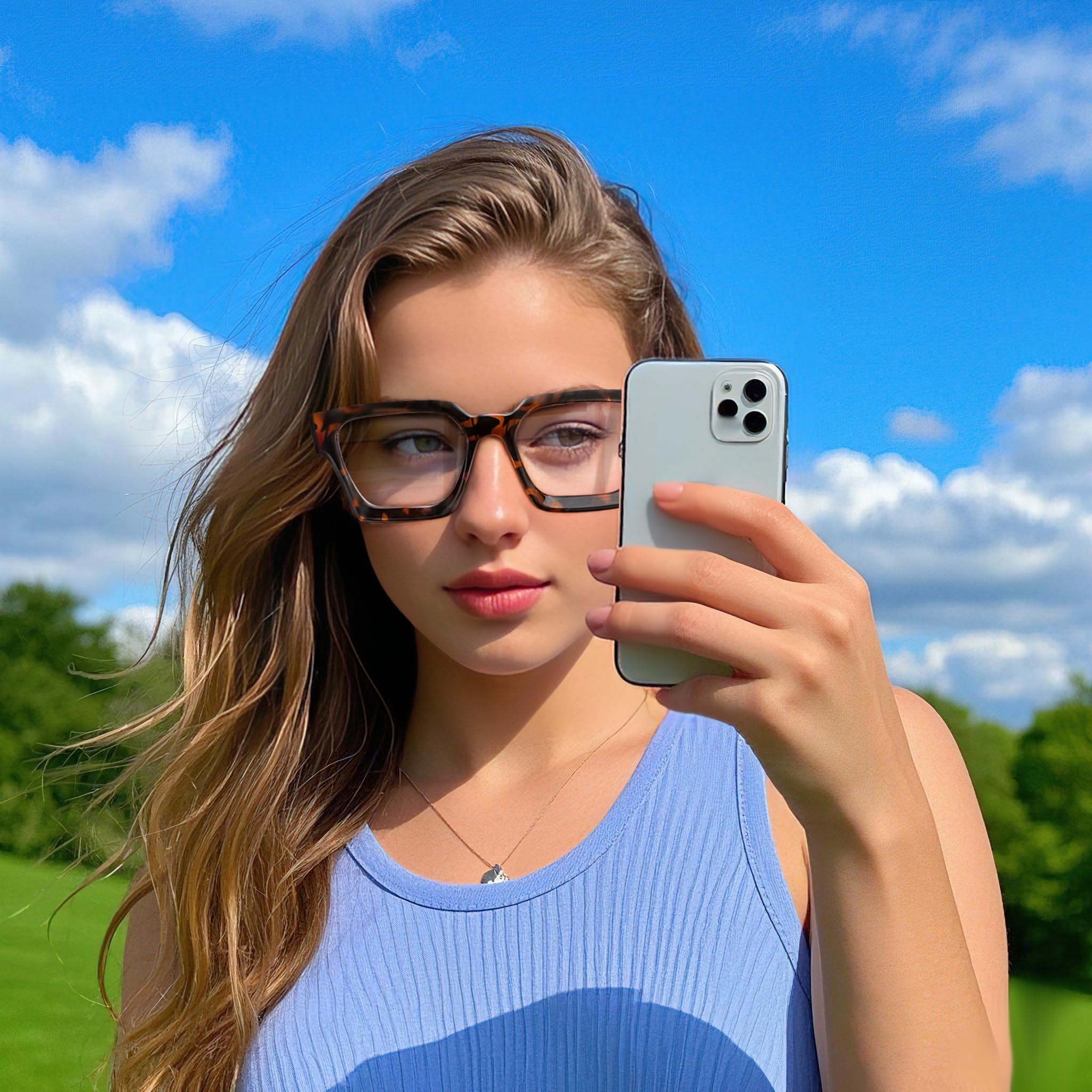 YDAOWKN blue light blocking glasses, fashionable oversized frames for daily wear and screen time