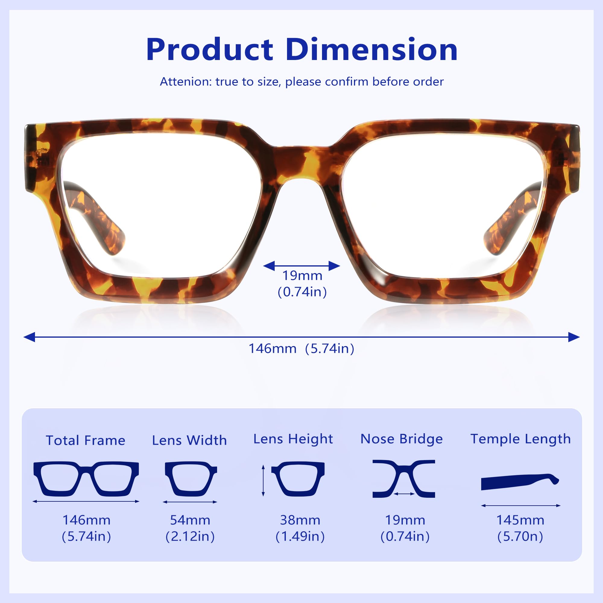 YDAOWKN lightweight, durable frames with blue light coating for all-day comfort