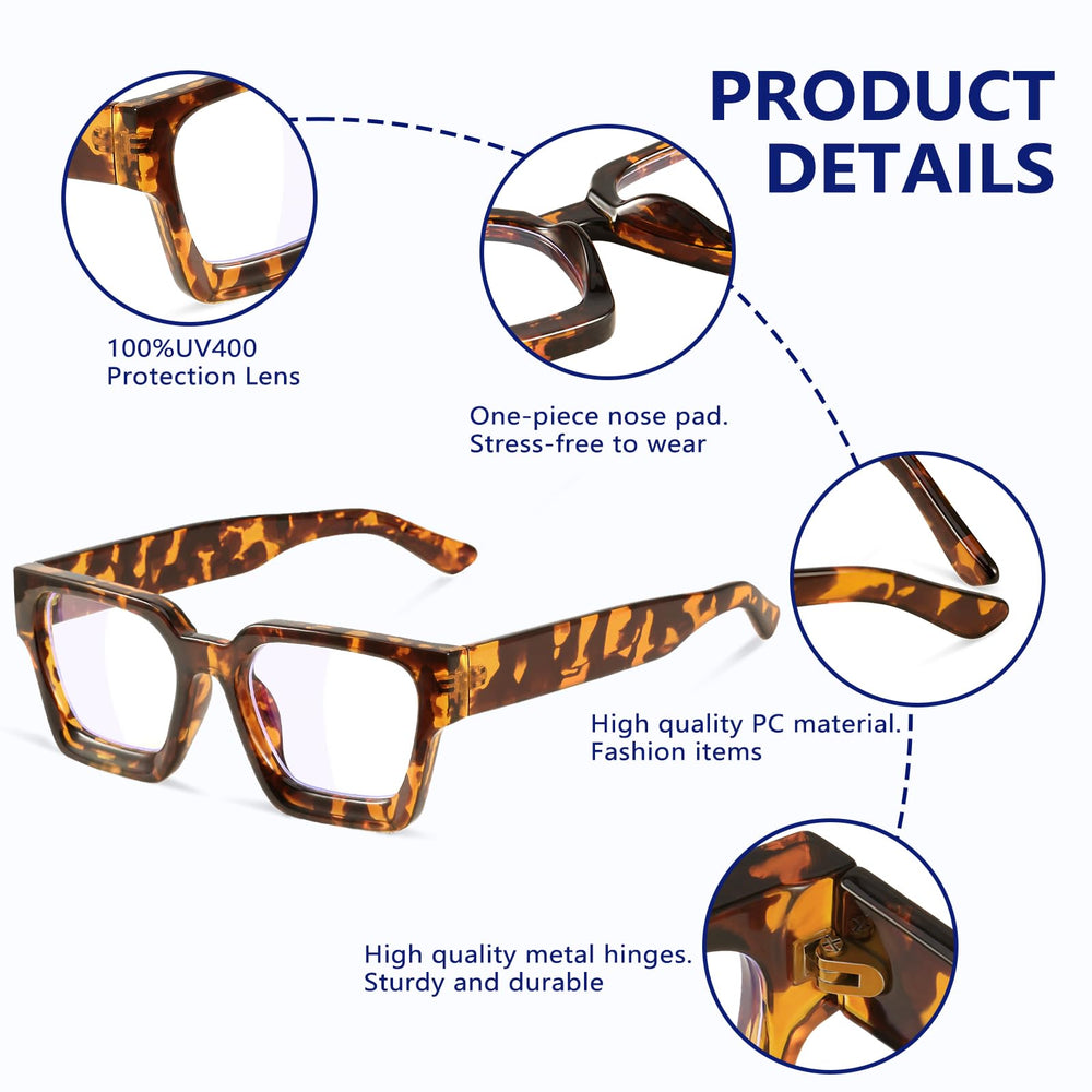 YDAOWKN stylish non-prescription glasses for screen use and casual wear