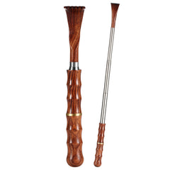 Yeasing extendable back scratcher with wooden handle for easy reach.