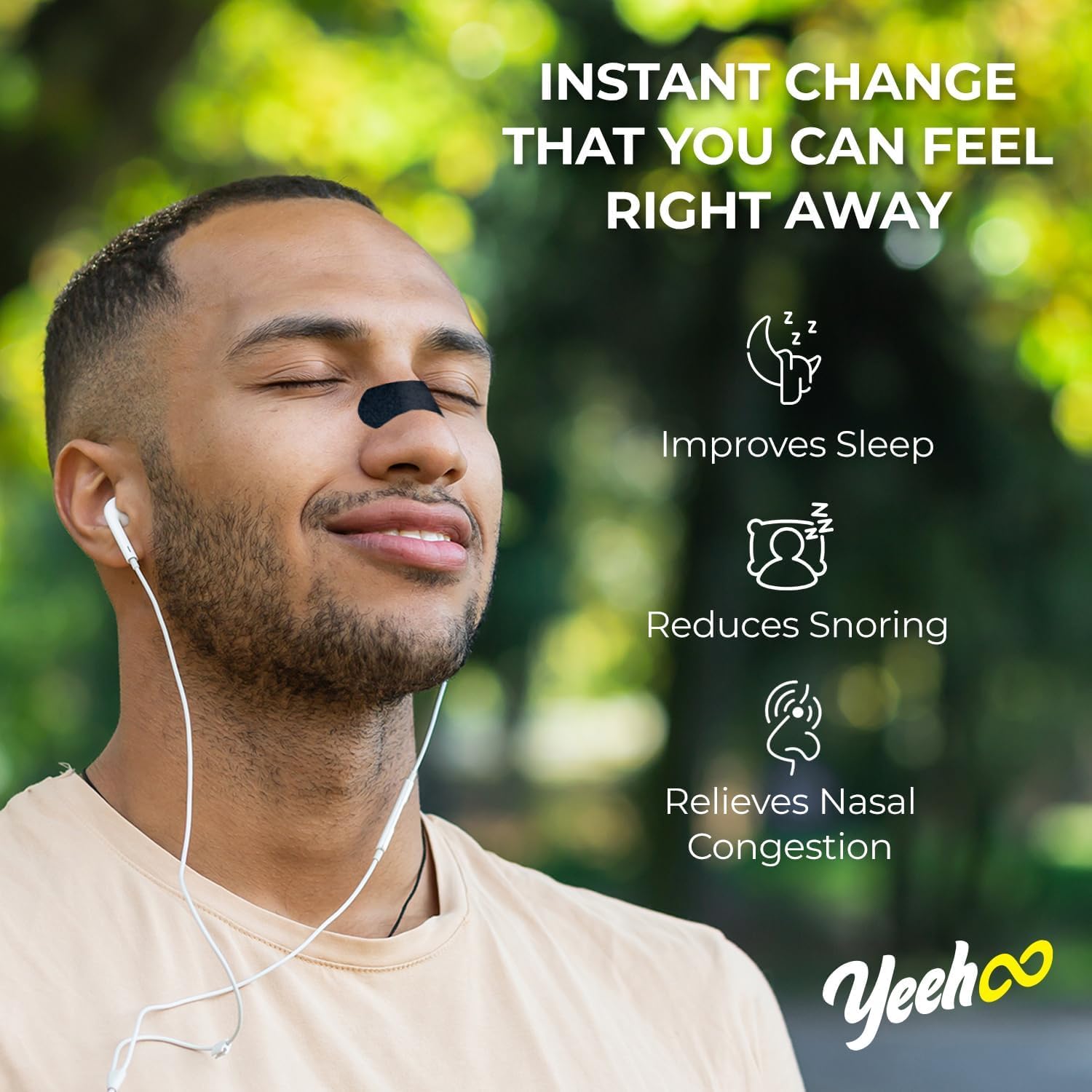 YeeHoo nasal strip demonstrates secure adhesion for all-night wear.