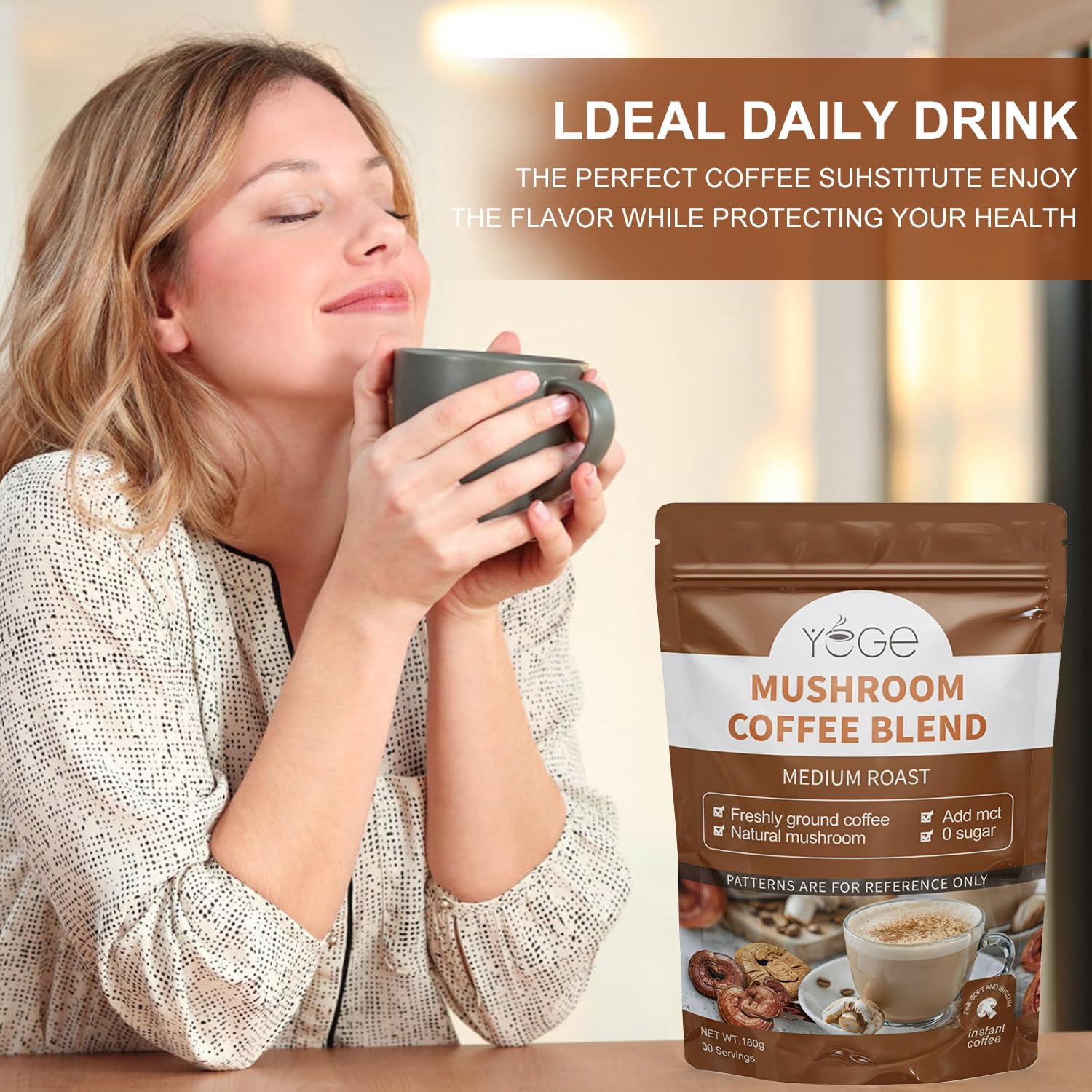 YEGE Mushroom Coffee brewed cup inviting a mindful sip.