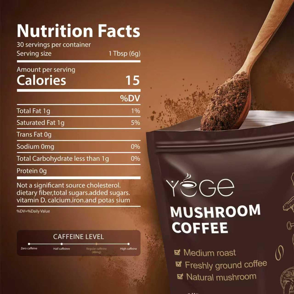 YEGE Mushroom Coffee cup steaming signals energizing aroma and steady focus.