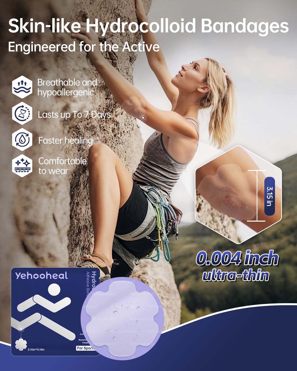 Yehooheal waterproof bandage stays secure during active movement.