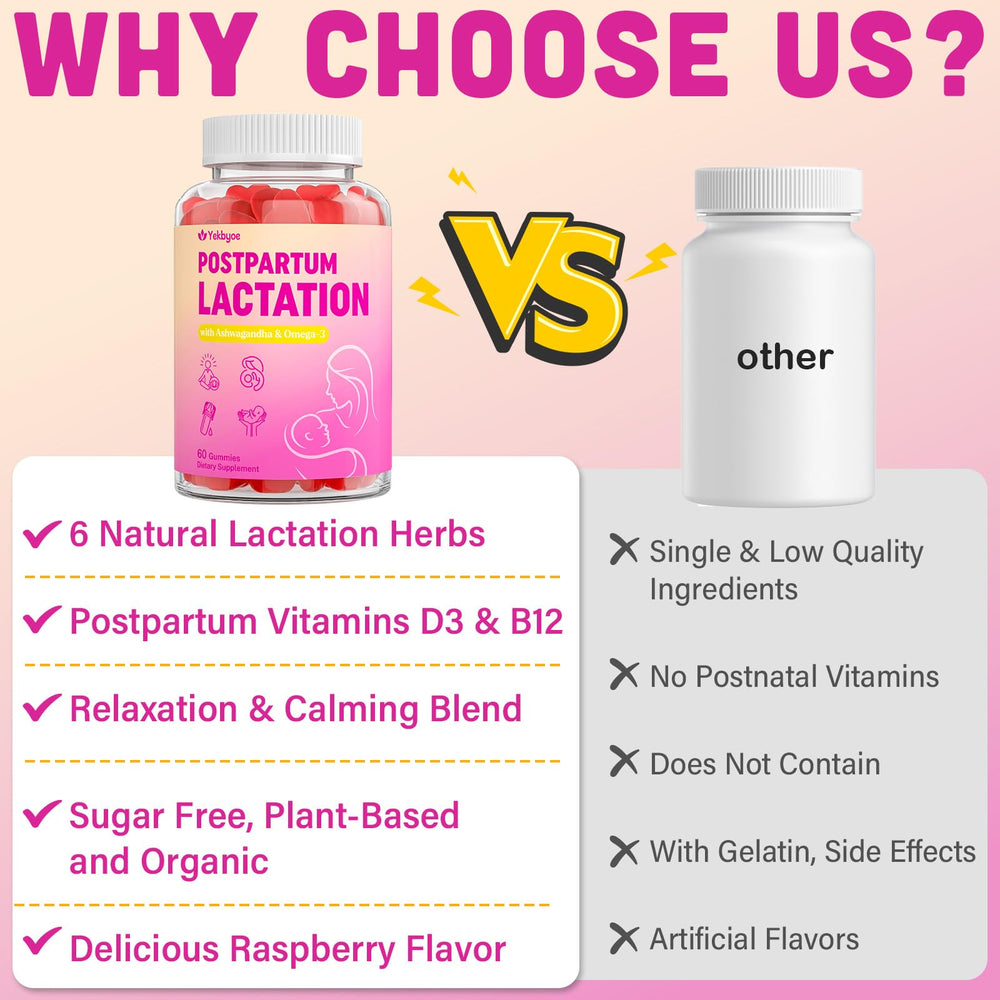 YEKBYOE lactation gummies with ashwagandha, highlighting relaxation support