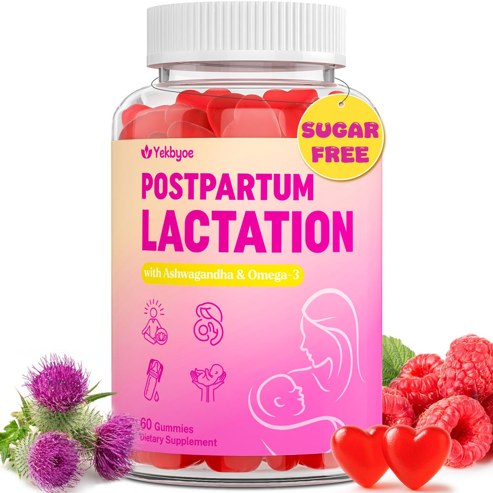 YEKBYOE lactation gummies bottle, easy postpartum support for busy moms