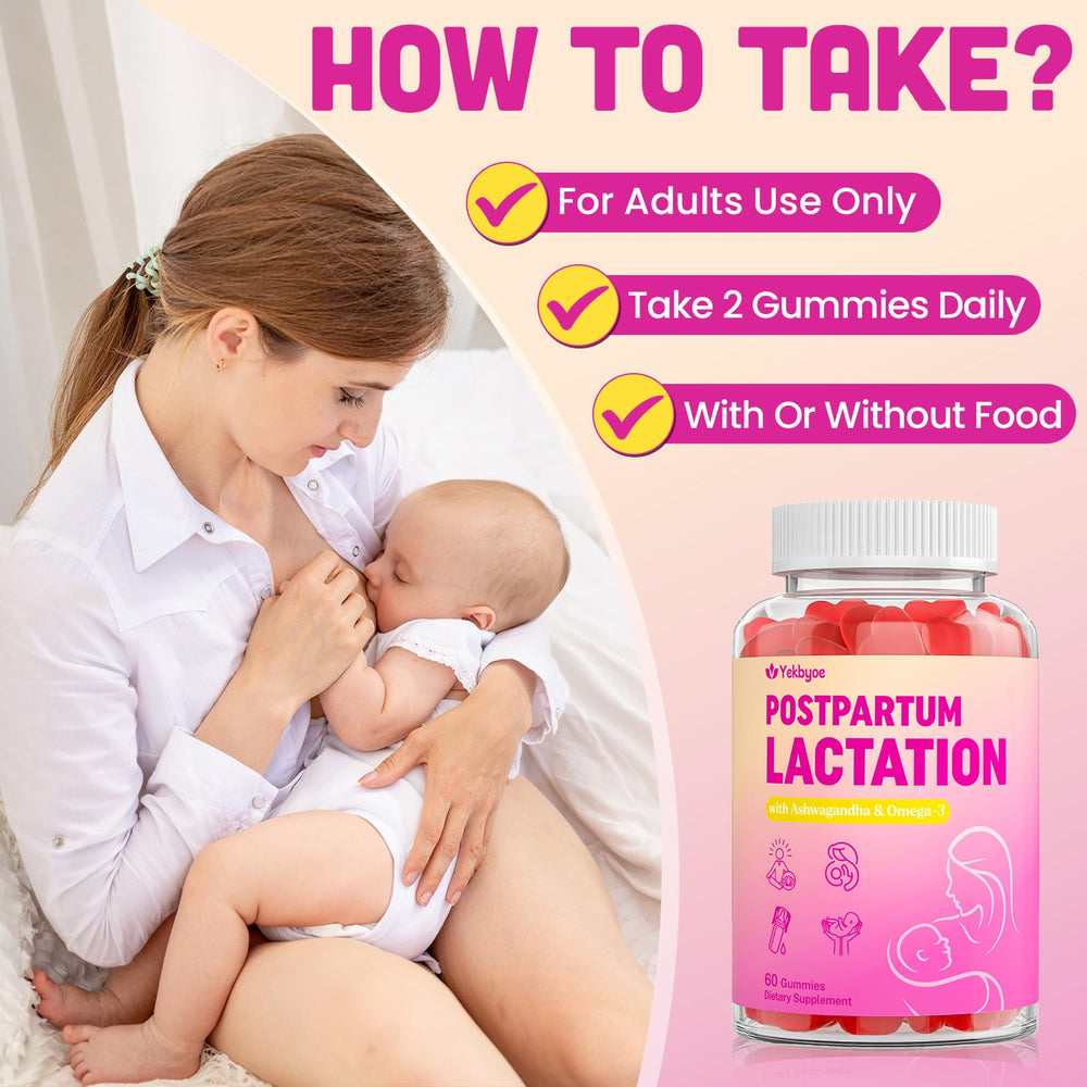 YEKBYOE lactation gummies packaging shows vegan gluten-free promise