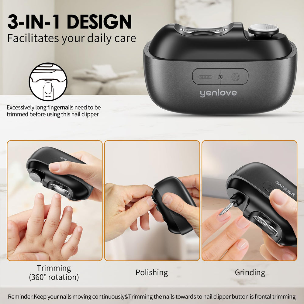 YenLove electric nail clipper LED light aids precise trimming in dim spaces