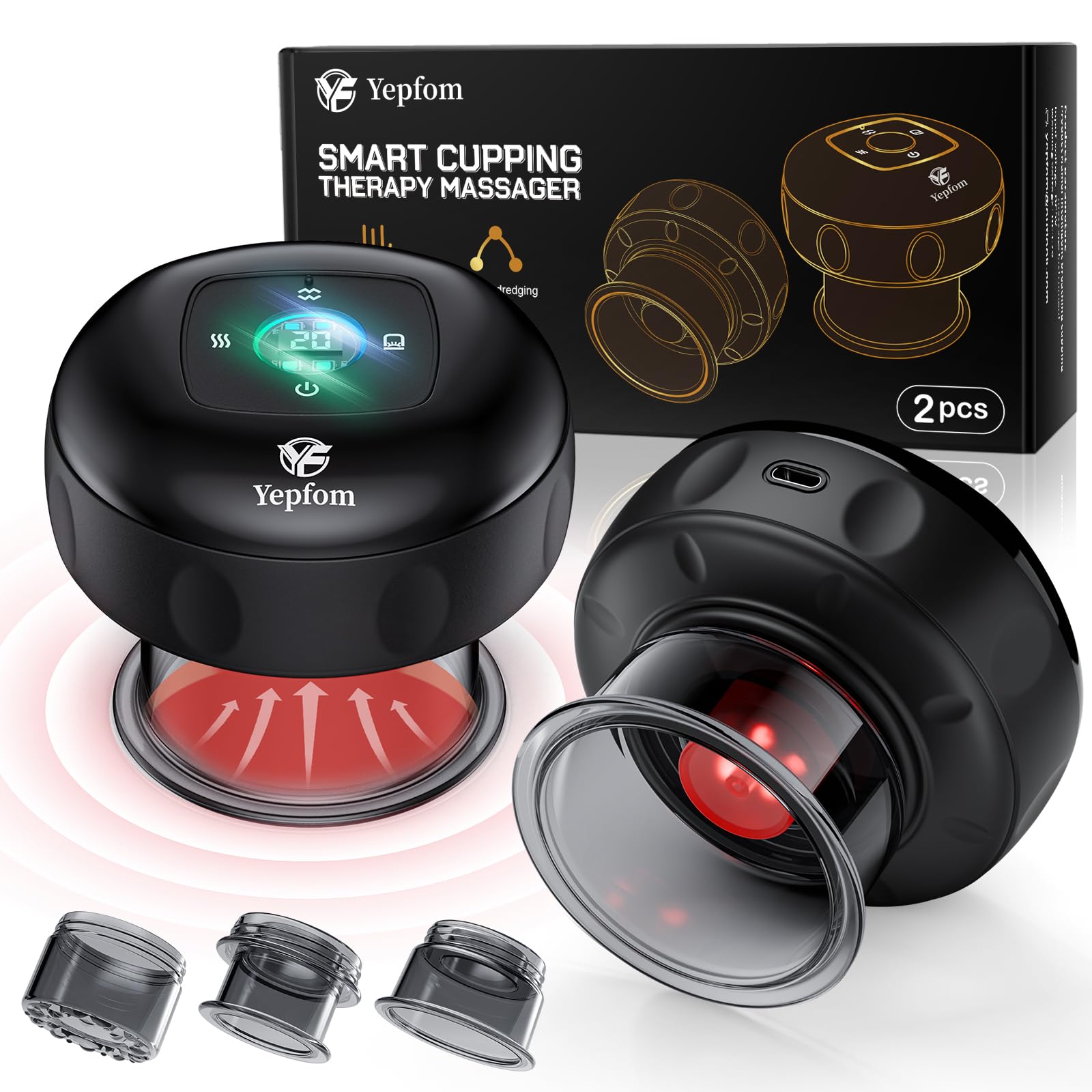 Yepfom 5-in-1 cupping set front view for versatile self-care at home