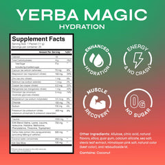 Yerba Magic electrolytes from coconut water stick pack supporting fluid balance during workouts.