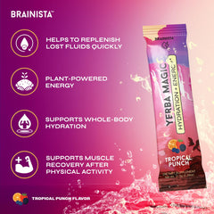 Yerba Magic Hydration Energy Tropical Punch ready to drink in a glass